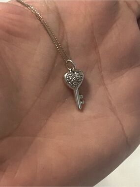 Kay Jewelers white gold Heart Key and Pave Heart Pendant Necklace with diamonds
